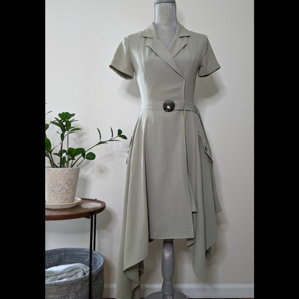 Asymmetric button-up dress